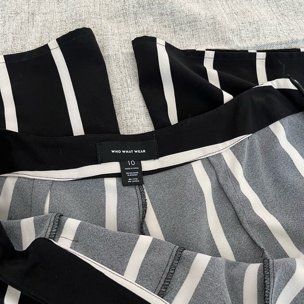 Who What Wear Black and Gray Striped Women's Pants